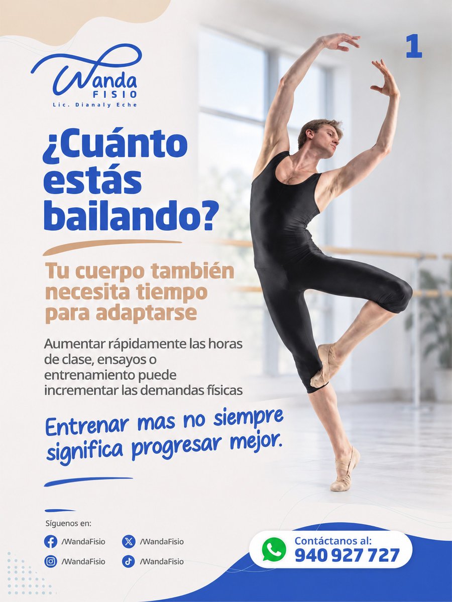 Dianaly_E's tweet photo. 🩰 ¿CUÁNTO ESTÁS BAILANDO?

Tu cuerpo también necesita tiempo para adaptarse.

🩰 Clases
🎭 Ensayos
🏋️ Entrenamiento complementario
📅 Días consecutivos
😴 Recuperación

Los cambios deben ser progresivos. Entrenar más no siempre significa progresar mejor.

#WandaFISIO #Ballet https://t.co/0XtDrhtQs7