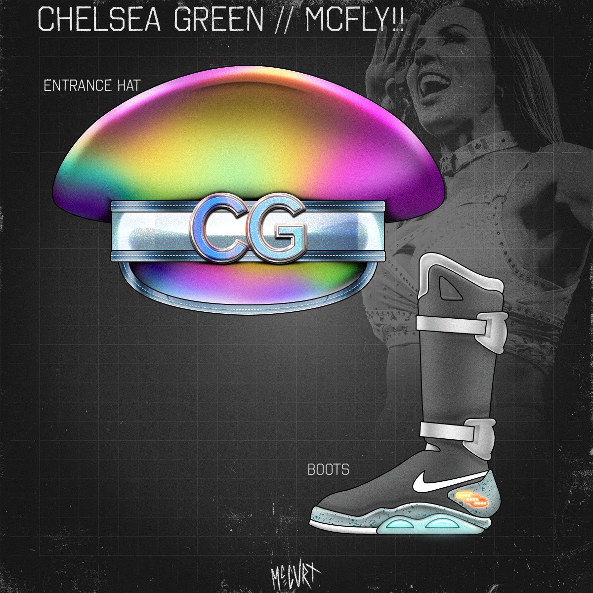 McCVRT's tweet photo. Chelsea Green x McFly gear concept. @TheMattCardona #ChelseaGreen https://t.co/6BYNYZcEQH