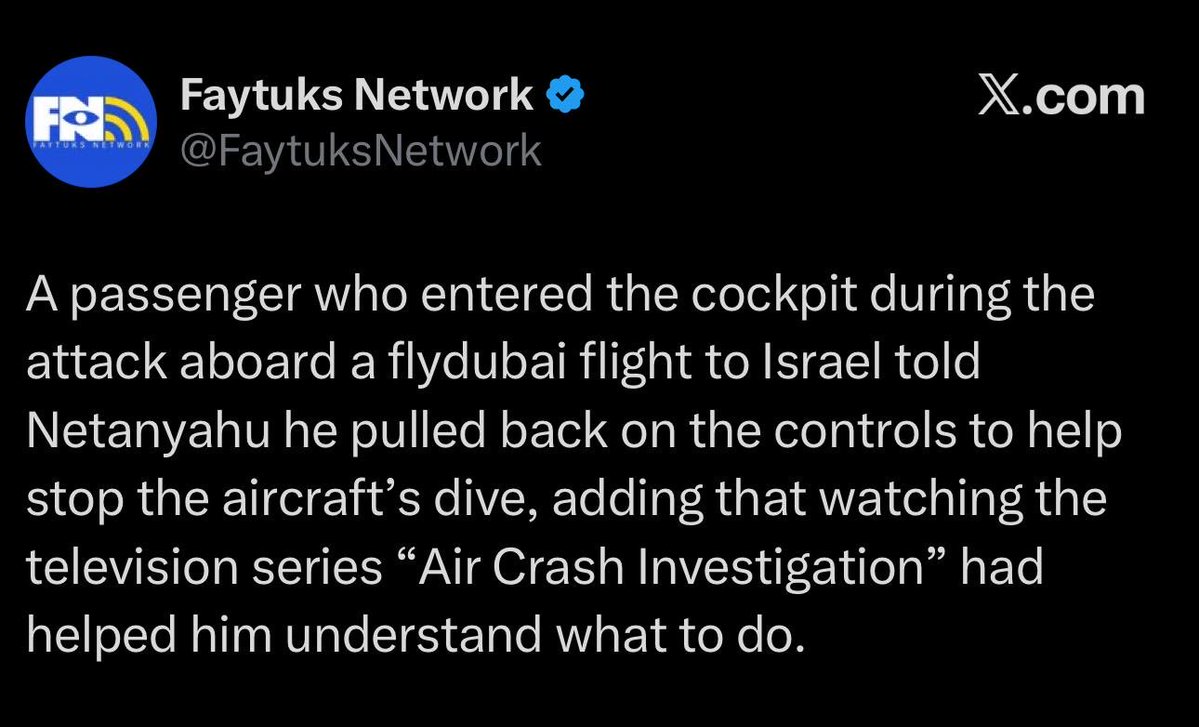 Irves_Watch's tweet photo. Okay so Indian pilot is stabbed and the Omani co-pilot has placed the plane in a nose dive and a passenger gets up from his seat walks to the cockpit while the plane is in a nose dive defying the laws of physics and ignoring centripetal forces, subdued the co-pilot and stabilise the plane that has no rudder over Jordanian airspace near Israeli border and takes it back to Saudia and lands there instead of Israel.
Nice script.
How did we lose the rudder case everything happened in the cockpit?
Yep fatigue from the dive, the same dive in which a passenger manages to reach cockpit and subdue the co-pilot.
I want pro Israeli intellectual to answer this.
And the passenger who managed to reach the cockpit learned how to stabilise a rudderless plane from Television.
Are we the idiots?