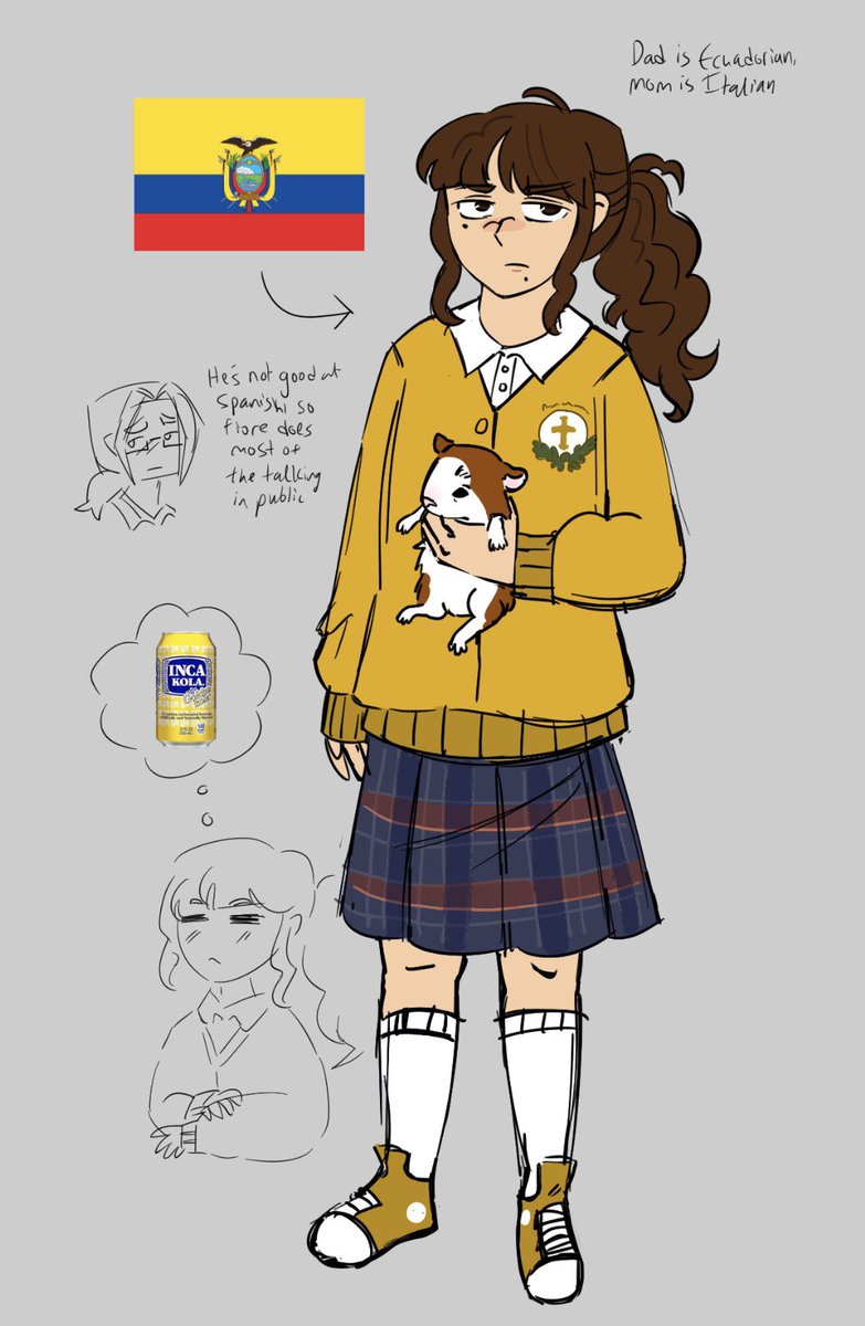 allforalgernon's tweet photo. Saw a pic of a girl with a cuy on TikTok and wanted to draw fiore as it, behold Ecuadorian Fiore https://t.co/6Q91he9M13