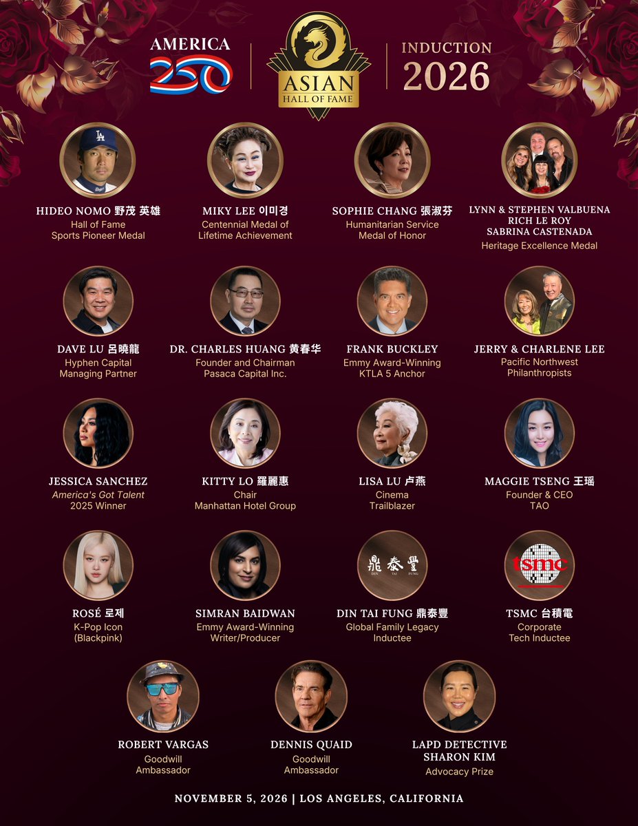 rsfiles97's tweet photo. ROSÉ is officially an Asian Hall of Fame Class of 2026 inductee!

— She is recognized for her incredible contributions and positive impact as a K-pop icon and Global superstar who continues to advance Asian culture, commerce, and community worldwide. https://t.co/M541BCNYtd