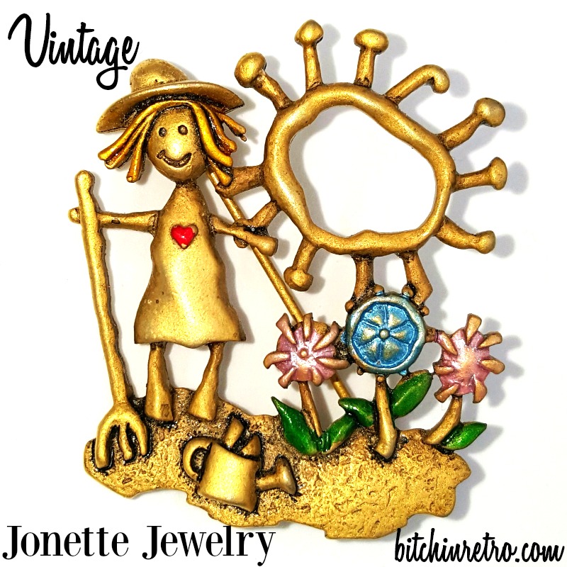 RetroCEO's tweet photo. #JJ (Jonette Jewelry) retro #brooch featuring a #gardener or #farmer tending their #flower patch. Wouldn't this be cute presented with seed packets &amp; #gardening tools, or attached to a beautiful perennial ready for planting? 

#garden #farm #fallharvest

https://t.co/tiyRj9Ysqa https://t.co/RupLsXB9Gy