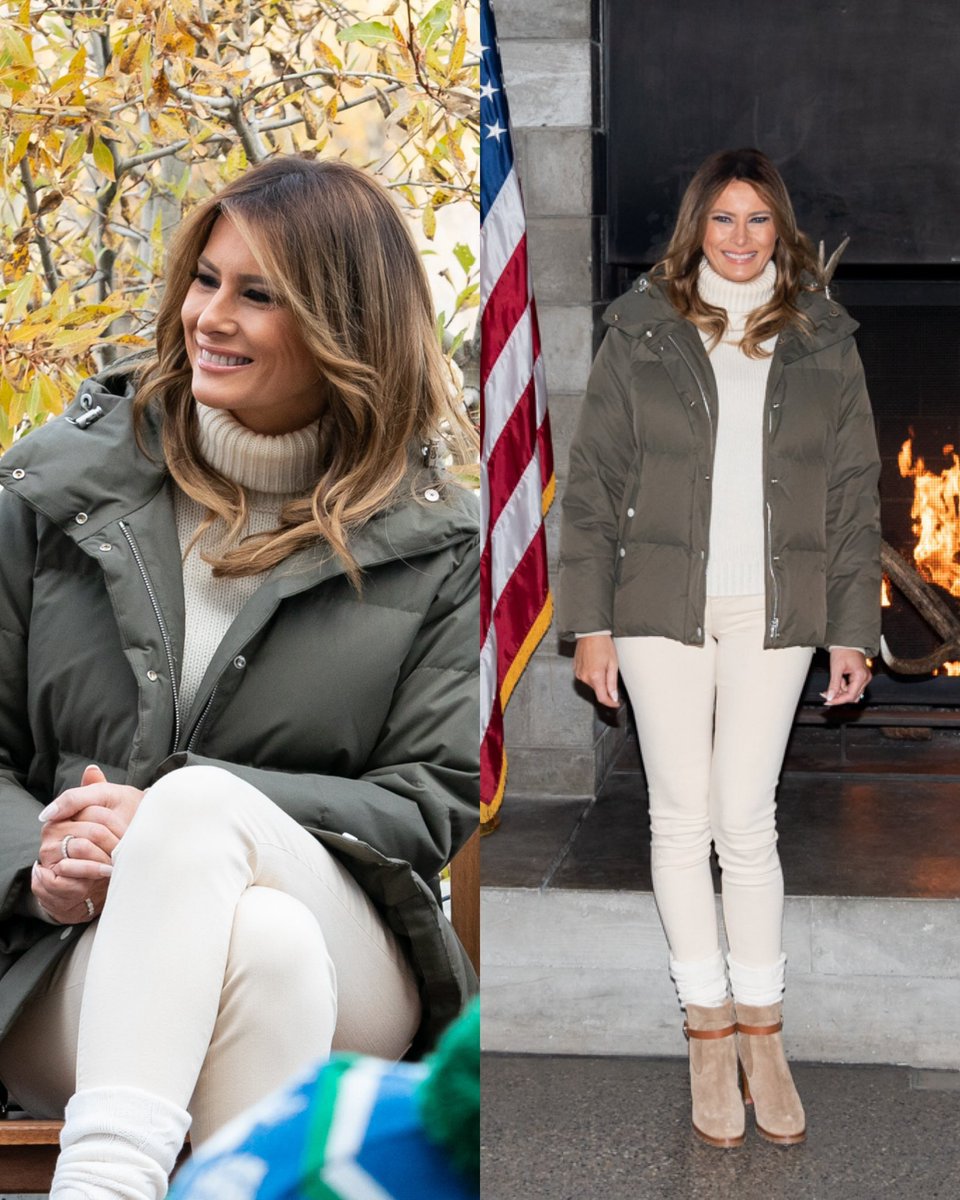 FLOTUSQNEWS's tweet photo. Day 3 of autumn style series! 🍁

October 4, 2019 — Melania looked gorgeous during her visit to Grand Teton National Park in Wyoming. 🧡✨

Photo credit: Andrea Hanks https://t.co/JbrRstHdsA