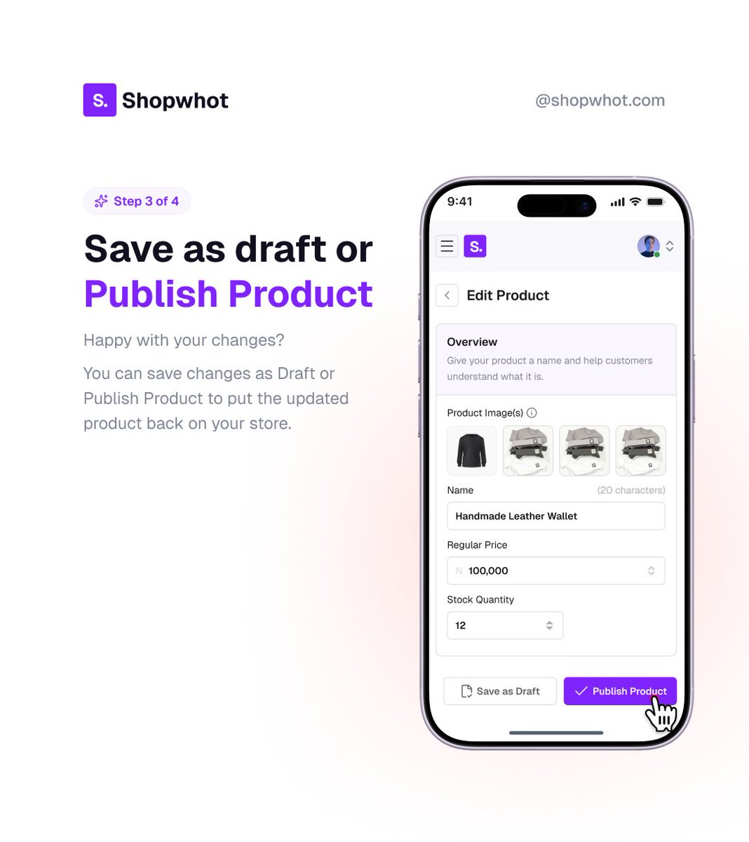 shopwhotlimited's tweet photo. Hi Sellers,    

We’re back with Episode 3 of Shopwhot 101! 👋🏾  

This time, we're showing you how to manage the products you've already added.   

Let's keep your store up to date.   

#Shopwhot #Shopwhot101 #OwnYourBusiness #SellOnline #OnlineStore #BusinessOwner https://t.co/MouHltlSqK