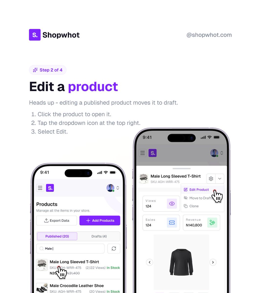 shopwhotlimited's tweet photo. Hi Sellers,    

We’re back with Episode 3 of Shopwhot 101! 👋🏾  

This time, we're showing you how to manage the products you've already added.   

Let's keep your store up to date.   

#Shopwhot #Shopwhot101 #OwnYourBusiness #SellOnline #OnlineStore #BusinessOwner https://t.co/MouHltlSqK