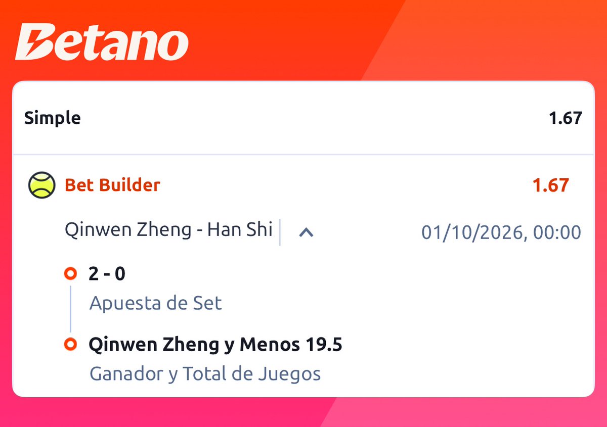 TenisHcapPro's tweet photo. Qinwen Zheng vs Han Shi 🇨🇳🎾
💡 Análisis: Duelo local en Pekín donde la jerarquía de Zheng debe imponerse rápido. Partido controlado y por la vía rápida en dos mangas, sin alargar de más la historia.
🎯 Pick: Qinwen Zheng gana 2-0 y Menos de 19.5 juegos 📉🔥
#TenisHandicapPro #WTA #Pekin #Tenis