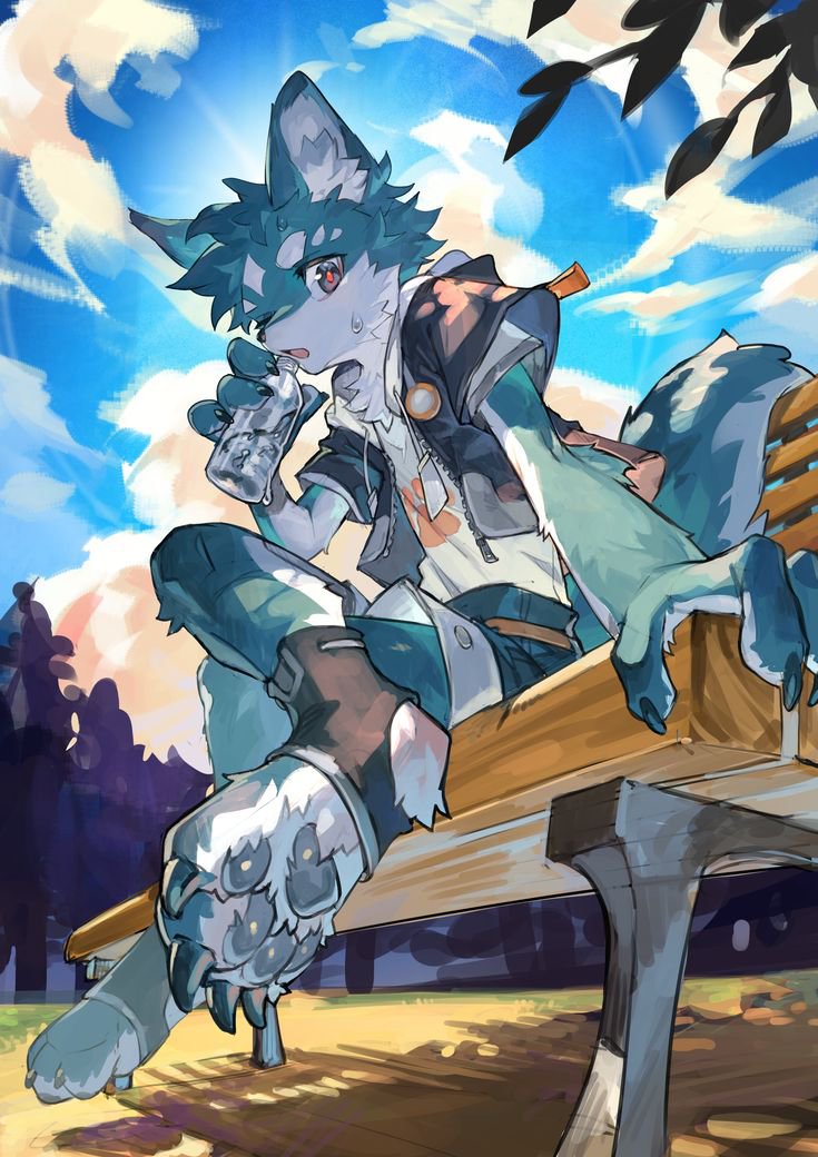 Uzimeoww's tweet photo. ☀️ Taking a break, enjoying the sunshine, and staying cool.🐾💙
#FurryArt #FurryArtist #FurryFandom #Fursona #WolfFurry #FurryCommunity https://t.co/MNfRNJNT1a
