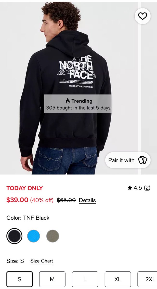 glitchtoriches's tweet photo. TODAY ONLY: THE NORTH FACE HOODIE $39!

Regularly $65!

https://t.co/kTY7XlbHJy

Dillard’s still has the same style showing for $65.

Multiple colors available • Sizes S–2XL shown

305 bought in the last 5 days #ad https://t.co/IEM37pOHJT