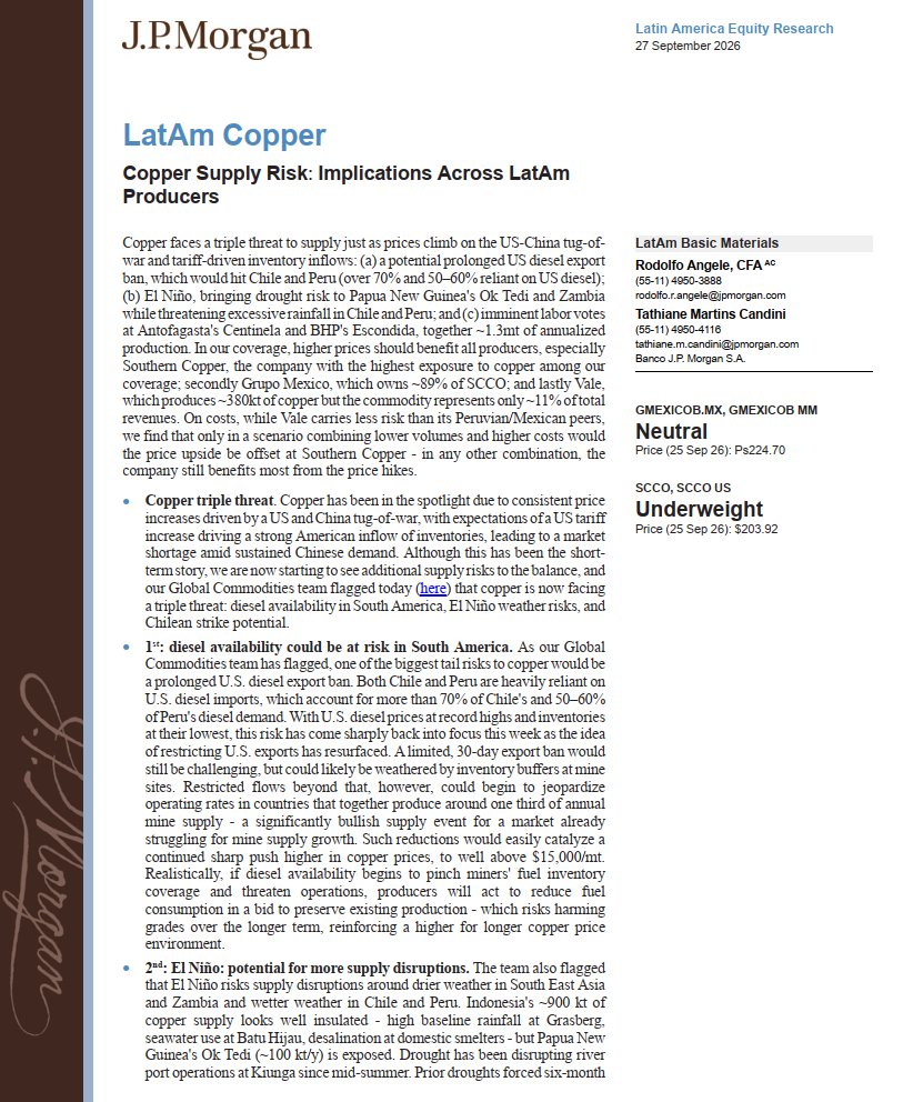 AustralRes_En's tweet photo. JPM on Latam copper

#copper $SCCO $VALE https://t.co/SzmeFIb99e