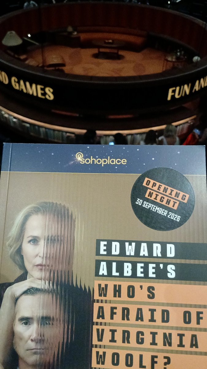 FirstNightMag's tweet photo. Tonight, we've returned to the @sohoplacelondon for the press night of 'Who's Afraid of Virginia Woolf?', starring Gillian Anderson and Billy Crudup. Stay tuned for our upcoming review! https://t.co/T8SublH9h1