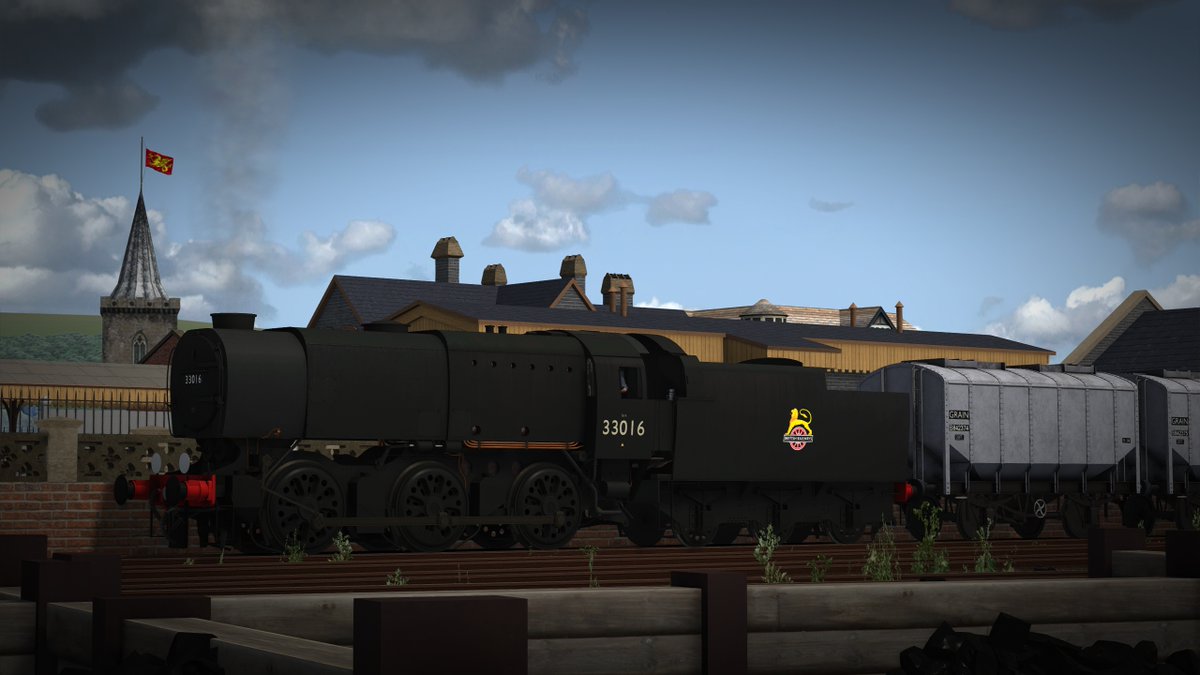 SWProds's tweet photo. Vaughan shunting grain wagons at Bosworth, forming a train for the mainland. https://t.co/qQWxJmKvDZ