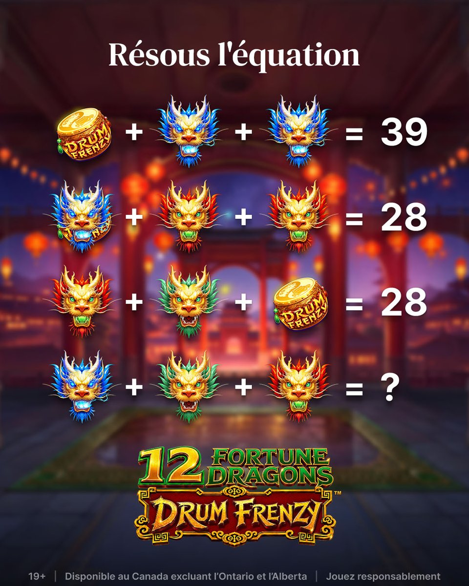 playbettycom's tweet photo. Put your math skills to the test! 🐉 Can you solve this dragon equation?

Drop your answer in the comments and play 12 Fortune Dragons Drum Frenzy today on https://t.co/ohx6q8nG96! 🥁✨
-
Mets tes méninges à l'épreuve ! 🐉 Capable de résoudre cette équation ?

Laisse ta réponse en commentaire et joue à 12 Fortune Dragons Drum Frenzy dès maintenant sur https://t.co/ohx6q8nG96 ! 🥁✨

#betty #playbetty #12fortunedragons #explore