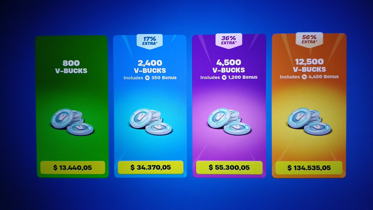 K162Eze's tweet photo. @Jorge_Most Jorge, sabes algo sobre el precio local en Fortnite móvil? me aparecieron estos precios exorbitantes en pesos argentinos 💀 https://t.co/HoBhV5RzMO