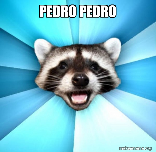 Pedropeonsol's tweet photo. Pedro Pedro Pedro The Raccoon is a real meme

Time to send memes https://t.co/ujGVOEJexo