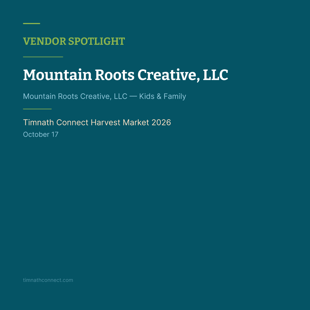 TimnathChamber's tweet photo. Vendor spotlight: Mountain Roots Creative, LLC at Timnath Connect Harvest Market 2026 (October 17) timnathconnect.​com #VendorSpotlight #MountainRootsCreative #TimnathConnect #HarvestMarket #LocalVendors https://t.co/p7xqj6hNIL