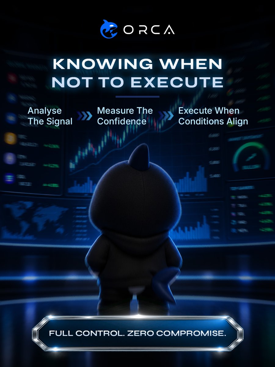 OrcaOfficialAI's tweet photo. 🧠 Knowing When NOT to Execute⁣
⁣
Good automation isn’t about taking every opportunity.⁣
Sometimes, the smartest move is knowing when to wait. ⏳⁣
⁣
ORCA uses confidence-based filtering to separate meaningful signals⁣
from market noise. 📊⁣
⁣
🔍 Analyse the signal⁣
🧠 Measure the confidence⁣
⚡ Execute when conditions align⁣
⁣
Not every signal deserves an action.⁣
Smarter filtering. Smarter execution 🚀⁣
⁣
Join us 👉 https://t.co/s4C4e5blLJ