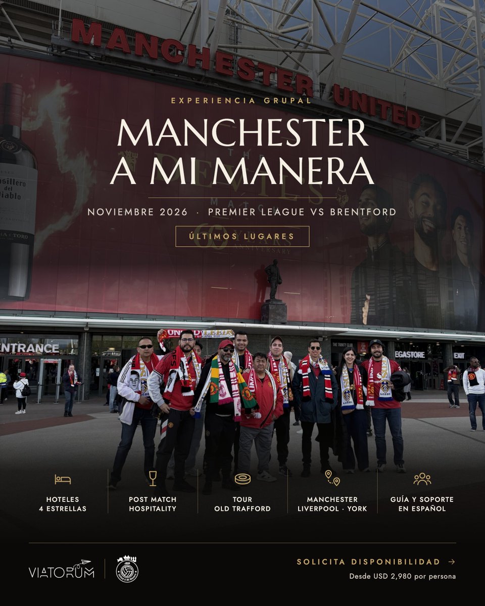 MUnitedEs's tweet photo. La realidad del Manchester United no apaga el sueño latente que todos tenemos: Conocer El Teatro de los Sueños 🏟️

• Un grupo que comparte el mismo sueño que tú ❤️‍🔥
• Guia en español que te solventará todas las dudas ✅
• Un itinerario diseñado al 100% para que te dediques SOLO A DISFRUTAR 🔝
• Conocer al Manchester United como SIEMPRE lo soñaste 🔴
• Conocer Liverpool, York y más estadios del fútbol inglés 🏴󠁧󠁢󠁥󠁮󠁧󠁿

QUEDAN SOLO 2 CUPOS Y EN UN MES CERRAMOS CUPOS 📆
