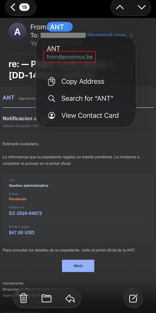 usuariosdigital's tweet photo. #AlertaDigitalEC
Campaña de #Phishing suplantando a @ANT_ECUADOR aterrizaría a una página que suplanta a @472Colombia, vía @joselynesabel https://t.co/mu3QLIDdaa