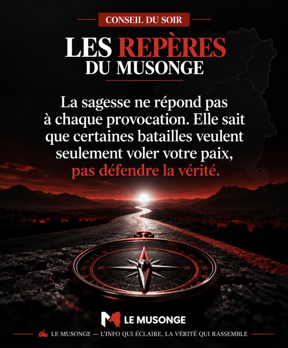 MudimbiThierry's tweet photo. La sagesse ne répond pas à chaque provocation. Elle sait que certaines batailles veulent seulement voler votre paix, pas défendre la vérité.
#Sagesse #Discernement #Paix
✍️ LE MUSONGE @MudimbiThierry L’INFO QUI ÉCLAIRE, LA VÉRITÉ QUI RASSEMBLE https://t.co/Gz2NE5O5TE