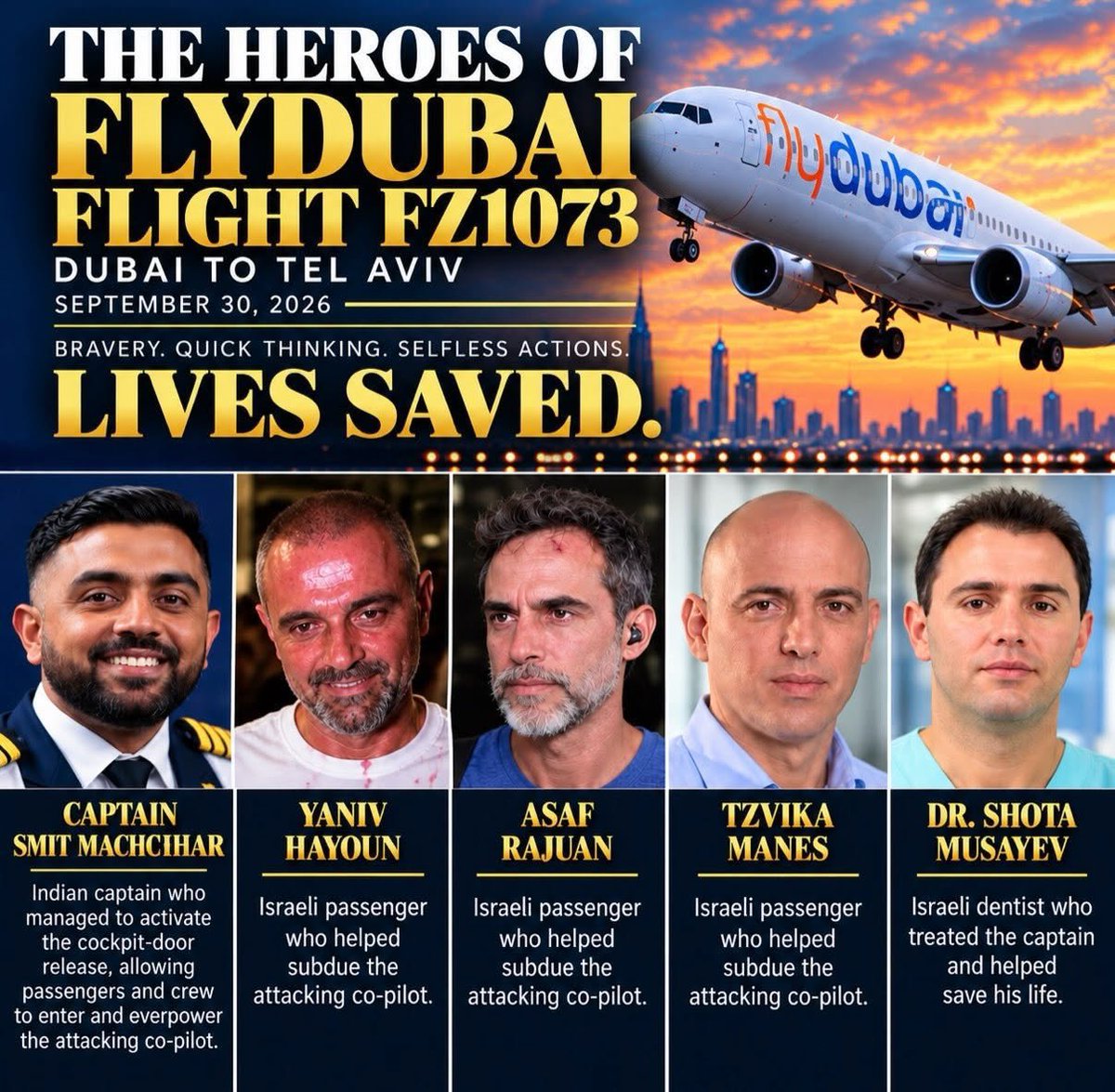 MarcelK1979's tweet photo. Heroes para una saga de peliculas de #Bollywood . Que Valentia la del piloto herido Capitan #Machchar India  , y estos 4 heroes israelies, que con cabeza fria salvaron 174 almas. El piloto anonimo, ese esta en la categoria de angel para mi. Un solo yihadista haciendo caos (Fauda en arabe)