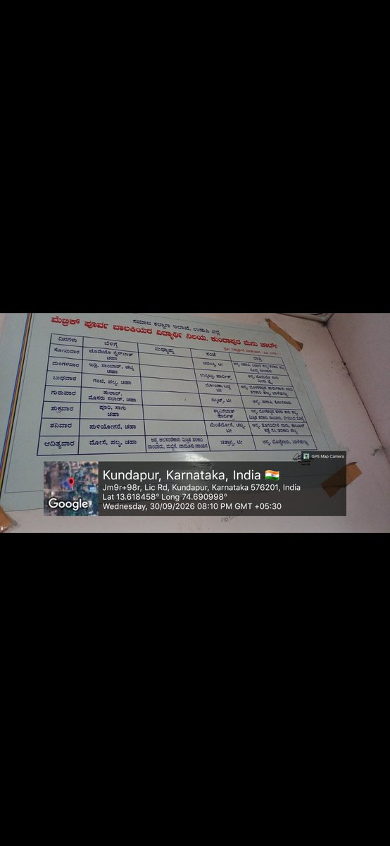 premetricgk's tweet photo. Pre metric girls hostel kundapur 
Breakfast 
1.10.26
#SocialAudit_SWDMeals 
#SocialWelfare_Karntaka
@sw_udupi https://t.co/aeloK7BhK3
