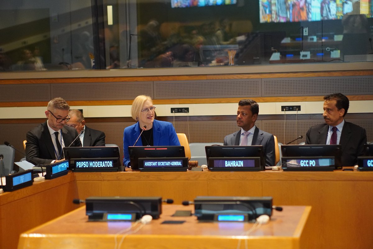 GCCtoUN's tweet photo. The GCC Observer Office and the mission of Bahrain to the UN ( GCC presidency) in Collaboration with the DPPA -PBPSO organized today the joint GCC-PBPSO exchange workshop, "Introduction to the Peacebuilding and Peace Support Office and the Peacebuilding Architecture" https://t.co/CKpXaDwpHO