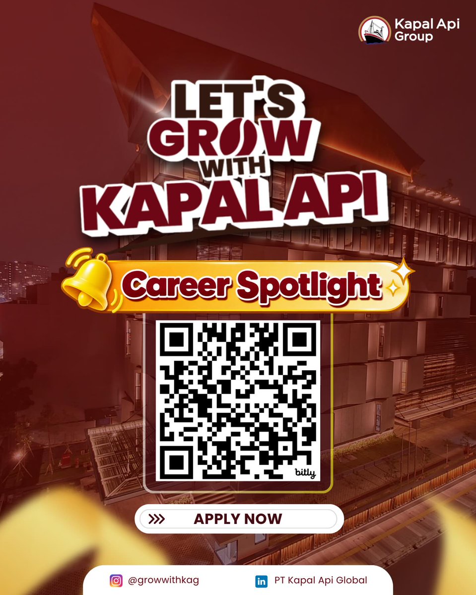 karirspace's tweet photo. Lowongan Kerja di PT Kapal Api Global!

16 Posisi dibuka, mulai magang sampai full-time. Detail lowongan dan link pendaftaran bisa diakses melalui 
https://t.co/uUwOMrYGf8 https://t.co/aow3hePKYl