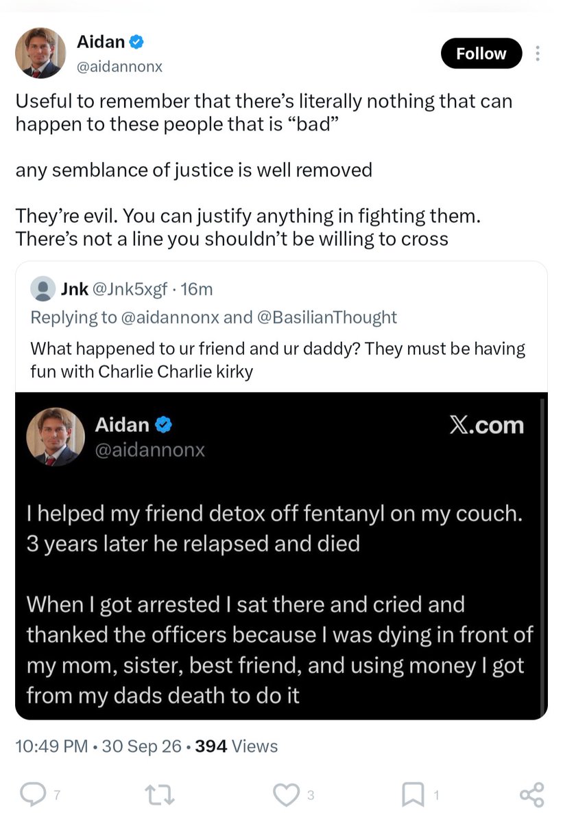 4surenotbatman's tweet photo. You're such a fucking pussy dude it's hilarious, you've spent 2 days ruining the lives of 3 different women in an attempt to doxx a rape victim you called a "chopped bitch" then every other tweet your whining about justice. Also you were arrested with a rape go bag
@aidannonx https://t.co/JbnAPTGKV3