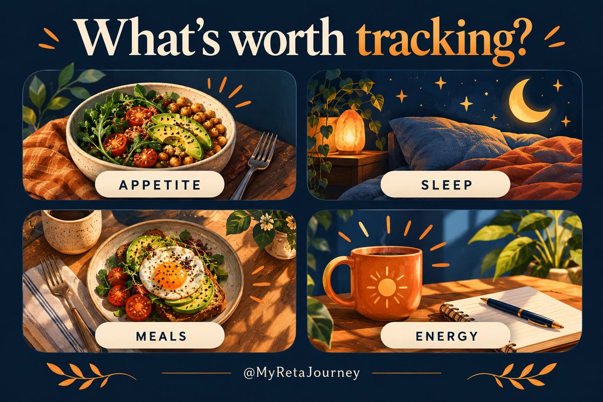 MyRetaJourney's tweet photo. One question for my retatrutide journey: how much tracking is actually useful?

Beyond weight, what do you record—appetite, sleep, meals, or energy? And what have you stopped tracking because it felt like too much?

#Retatrutide #WeightLossJourney https://t.co/g5Lpqs7ap1