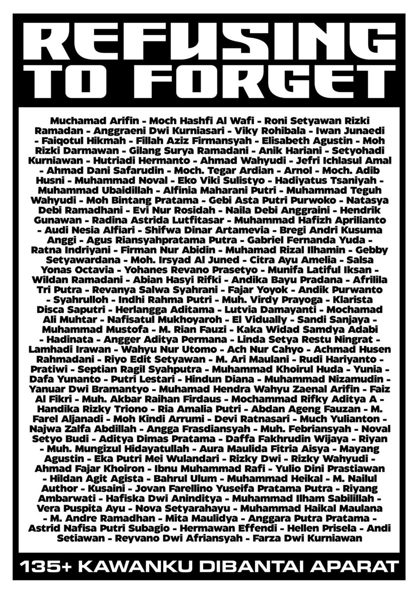 cuountess's tweet photo. hari ini, kamis, 1 oktober, empat tahun lalu 135+ korban tragedi kanjuruhan. jangan lupa negara bajingan ini belum usut tuntas tragedi ini dan kekerasan sistemik seperti ini masih terus dilanggengkan. turut berduka dan doa mendalam untuk korban dan keluarga yang ditinggalkan. https://t.co/kEpudR554i