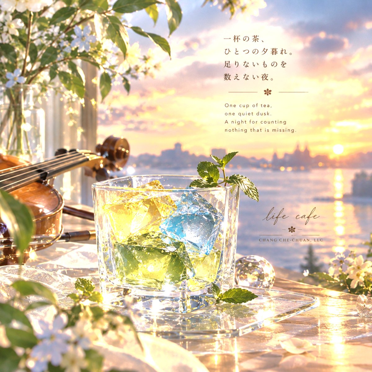 ChangChe_Chuan's tweet photo. 一杯の茶、ひとつの夕暮れ。
三つの色が、静かに光を受ける。
足りないものを探すのではなく、
今ここにある一杯の時間を、そっと味わう。

One cup of tea, one quiet dusk.
Three colors rest quietly in the fading light.
Some evenings are not meant to be filled—
only gently savored as they are.
☕️🌿🎻

life cafe｜CHANG CHE-CHUAN, LLC