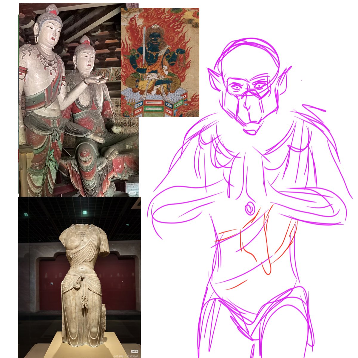 k31_n3w's tweet photo. Honestly, his costume is quite similar to Hanuman's, unlike the localized costumes of Chinese Buddhist bodhisattvas, wisdom kings, and Vajrapani, so I redesigned it. https://t.co/IxHtKeDH8q