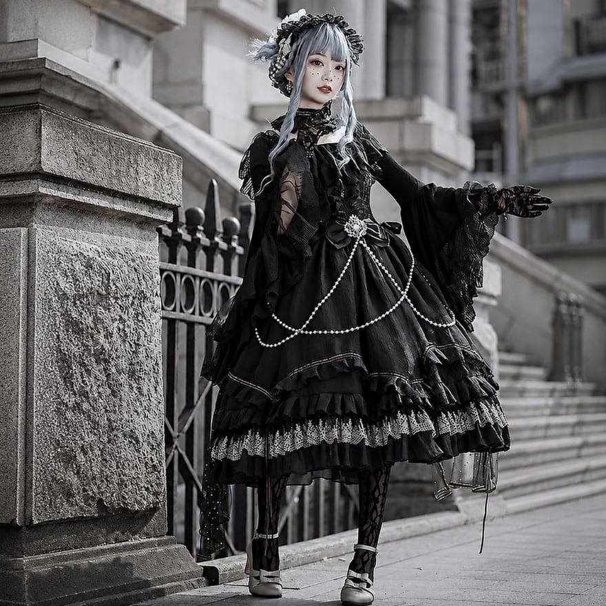 withu_gothic's tweet photo. 【No.1】ゴスロリワンピースの選び方｜素材・丈・シルエットで印象が変わる🖤
ハイウエストのAラインにフェイクパールが贅沢にあしらわれ、スカート裾は幾重にもレースが重ねられた豪華なゴスロリドレス
https://t.co/gCBdwn9Df7

月影に舞うダークプリンセス パールチェーン×豪華フリルのゴスロリドレス
https://t.co/VobUWpytbJ

#ゴスロリドレス #Gothic