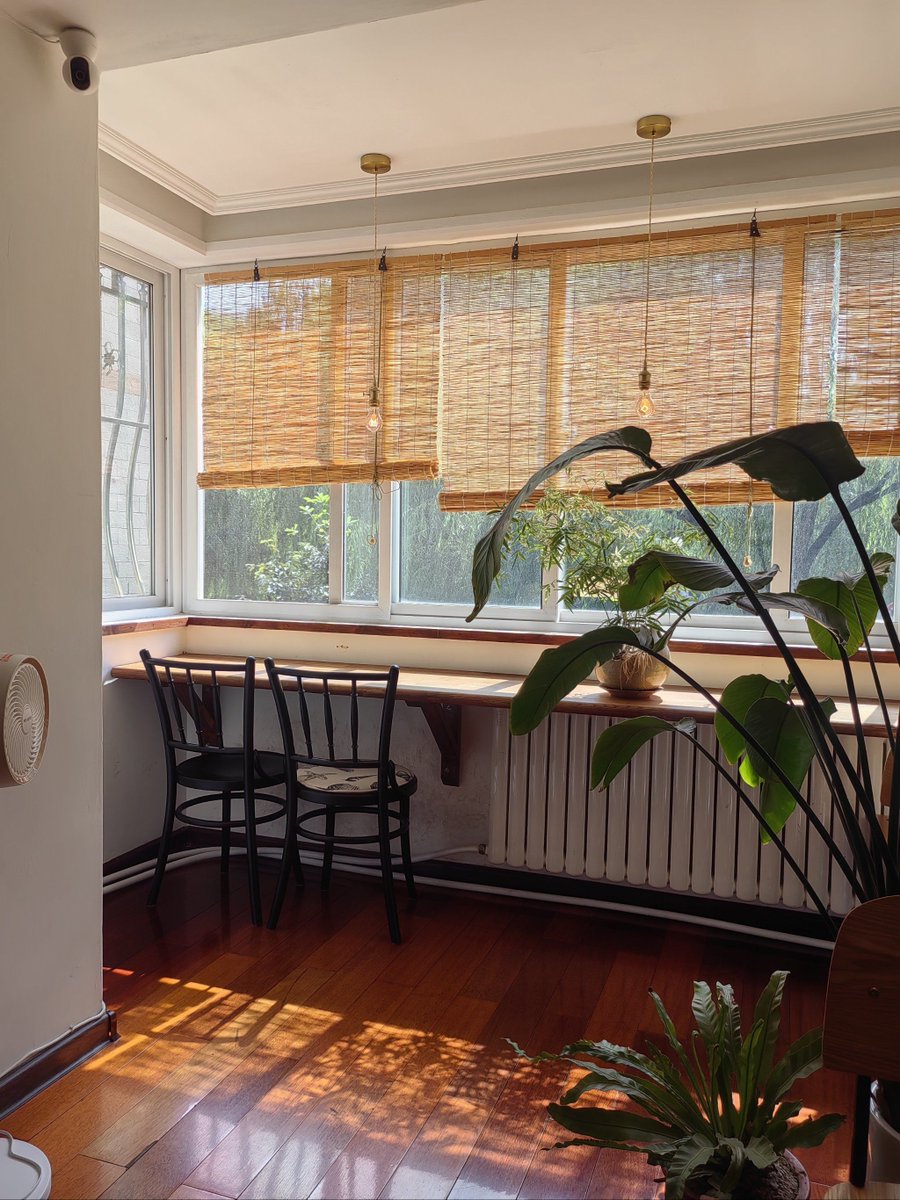 sheehadistrict's tweet photo. [The eggplant bran curtain sways gently by the window, adding a warm rustic touch to the cozy small space.]， https://t.co/1yBDm3piGb
