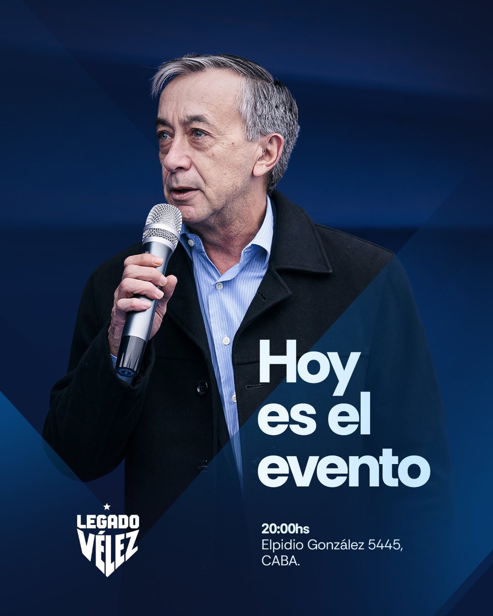 LegadoVelez's tweet photo. ES HOY 💙

👉🏻 Te invitamos al lanzamiento oficial de Legado Vélez. Vení a compartir, debatir y construir.

🗓 Jueves 1° de octubre
⏰ 20:00 hs
📍 Elpidio González 5445 (Villa Luro Norte)

👥 REUNIÓN ABIERTA PARA SOCIOS E HINCHAS https://t.co/OatJ8aZDCh