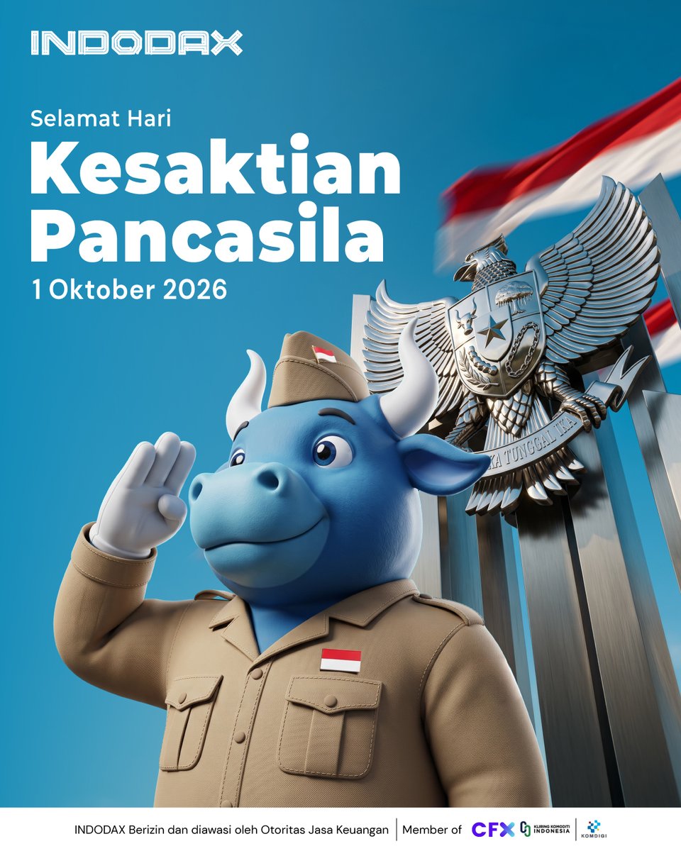 indodax's tweet photo. Selamat Hari Kesaktian Pancasila 🇮🇩

Pancasila adalah fondasi yang menyatukan kita semua. Di tengah perbedaan, nilai-nilai persatuan, gotong royong, dan keadilan tetap menjadi kekuatan bangsa untuk terus bertumbuh bersama.

Mari kita jaga dan amalkan Pancasila dalam kehidupan sehari-hari. 🙌

#INDODAX #AsetMasaDepan #HariKesaktianPancasila #Pancasila