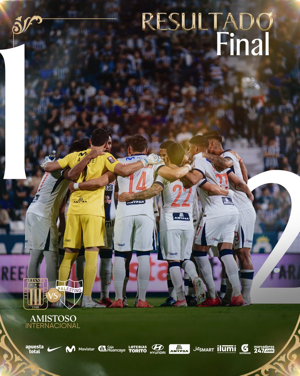 ClubALoficial's tweet photo. ⚪️ 𝐅𝐈𝐍𝐀𝐋 𝐃𝐄𝐋 𝐏𝐀𝐑𝐓𝐈𝐃𝐎 🔵

⚽️ Amistoso Internacional

@ClubALoficial 1-2 @CDPalestinoSADP 

#AlianzaLima
#ArribaAlianza https://t.co/vYUOoWGv8n