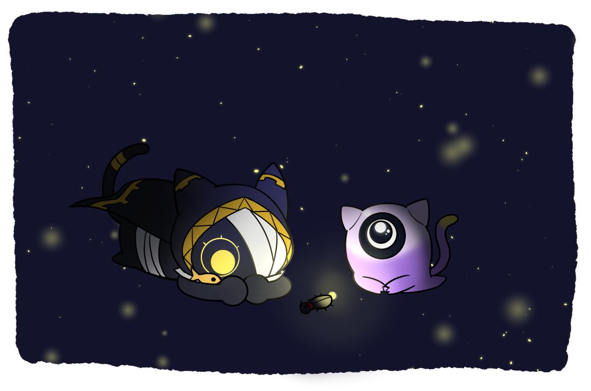 ratatan_game's tweet photo. 夜にホタルを見るのってロマンチックだよねー！✨🌌

ニャンドラー！見るだけ！食べちゃダメだよー🐾

きれいな光に夢中になるのはわかるけど、お腹こわしちゃうからね
みんなは夜のホタル観賞、したことある？✨🕯️

#ラタタン #Ratatan #ホタル #ニャンドラー #ゲーム日常 #ラタエピソード https://t.co/F0SJzI8Kvd