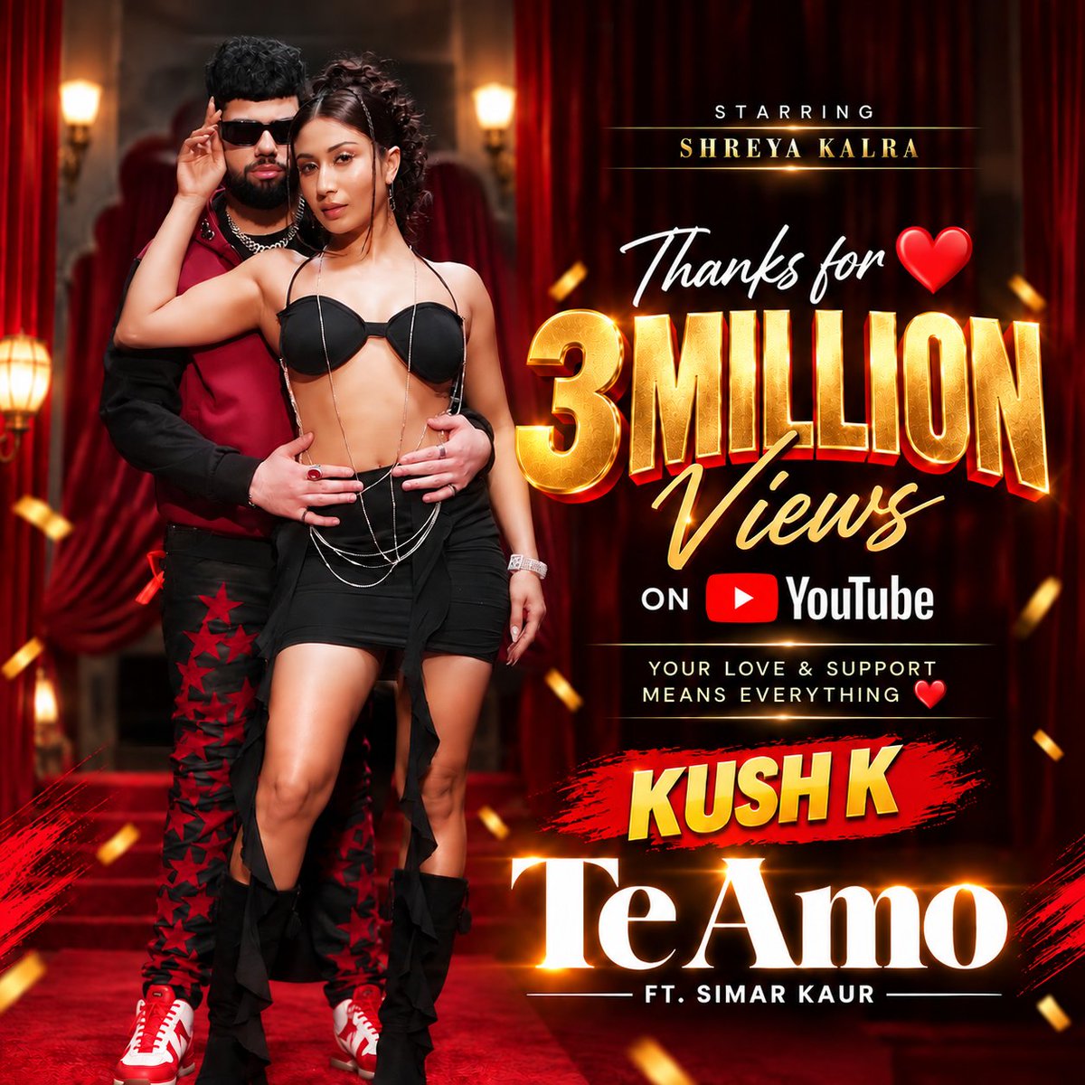 mandymmusic15's tweet photo. 3M FAM!! ❤️

"TE AMO" just crossed 3 MILLION views on YouTube!🥰

Your Love Made this happen!✨
Thankyou for making "Te Amo" Yours💕

#kushk #shreyakalra #simarkaur #teamo #3millionviews https://t.co/Xw3MhpaysH