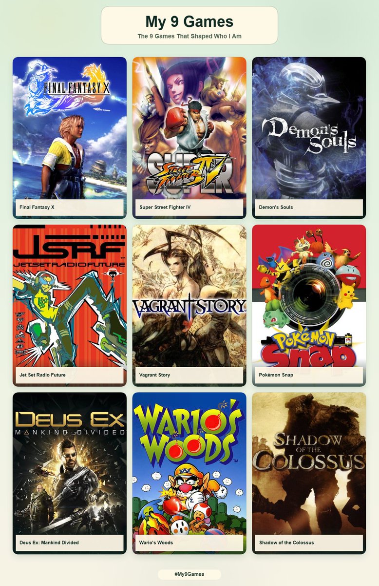 robynxiv's tweet photo. Well, I did my #my9games
These may not exactly be my 9 favorite games, but they're the games that left a mark on me and helped shape who I am today. https://t.co/wIPTVWJNj2