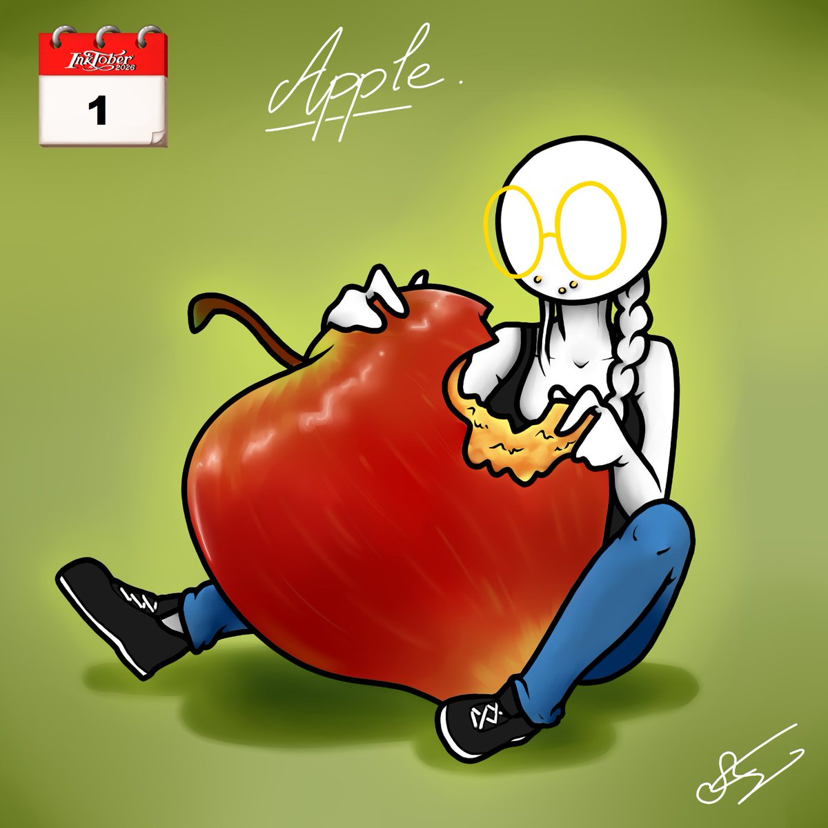 Aurorewolf37's tweet photo. Jour 1 du #inktober2026 : Apple /Pomme 

#inktober2026apple #inktober2026day1  #inktober2026pomme #inktober2026jour1 #drawingchallenge https://t.co/q6Crocqu8L
