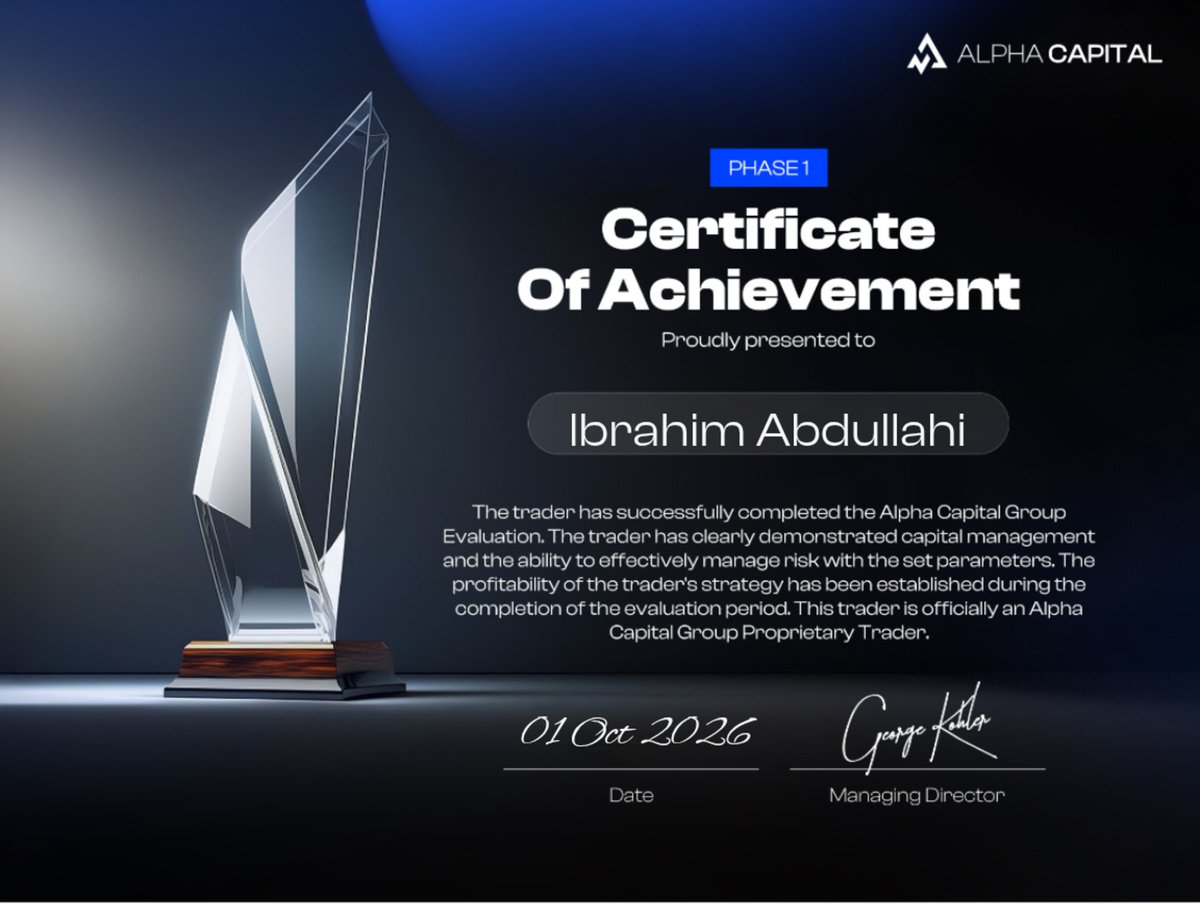 themarketmarker's tweet photo. Phase 1 Completed — @AlphaCapitalUK 

Alhamdulillah, I’m grateful to have successfully completed Phase 1 of the Alpha Capital evaluation.

This is another reminder that consistency, discipline, patience, and proper risk management are essential in trading.

To everyone learning and following my journey: don’t focus only on the results. Focus on building the discipline and skills that produce them.

One step at a time. Phase 2 awaits.