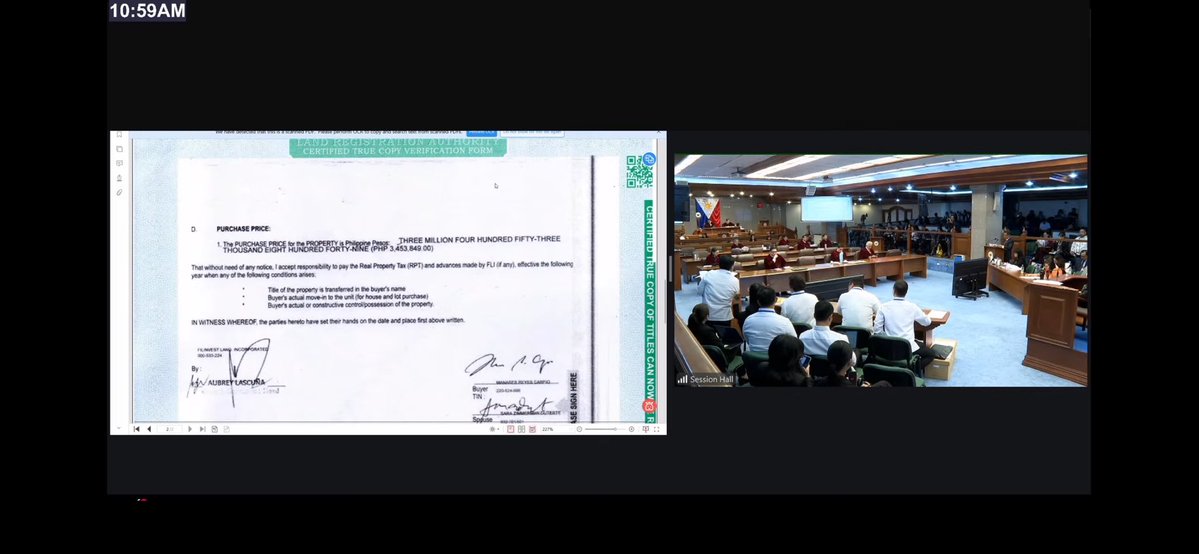 fs_abalos's tweet photo. The Kembali Coast property registered to her husband in 2018 does not appear in Vice-President Sara Duterte’s  statement of assets, liabilities, and network worth (SALN).

Ms. Duterte’s 2019 SALN has no record of a purchase matching the P3.453-million property.

Three separate properties in the area were listed, with varying prices. None matched the Deed of Absolute Sale (DOAS) presented by Samal City’s acting Register of Deeds Marco K. Pineda.

“Nothing in this SALN matches the DOAS,” Mr. Pineda said. | @bworldph