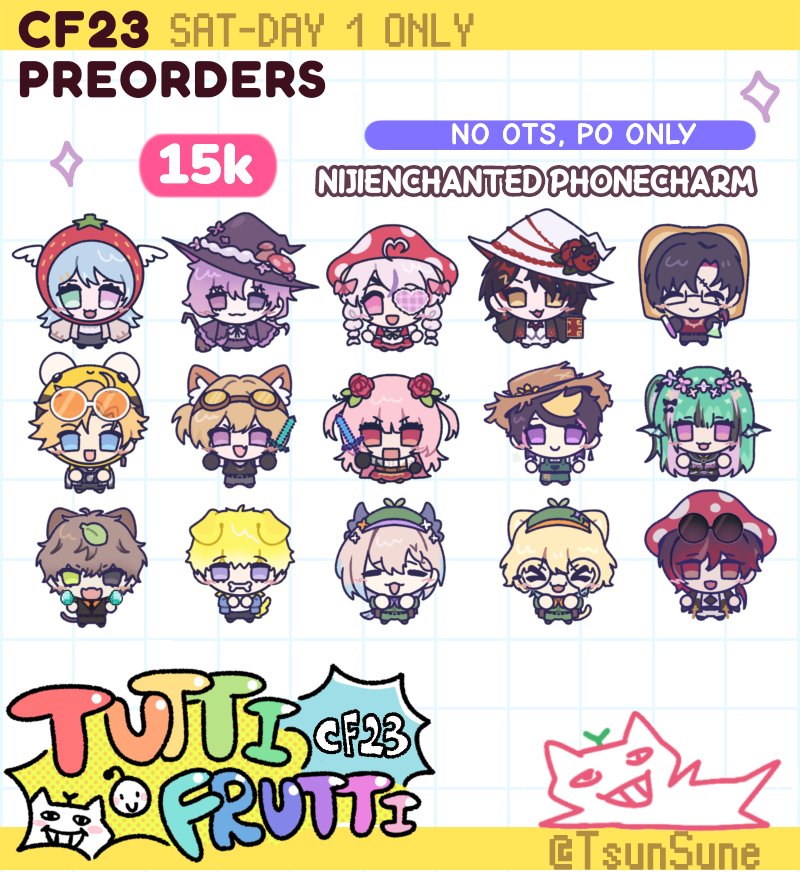 Tsunsune's tweet photo. [💖🔄 are appreciated!]

#CF23 Flash PO! 

TUTTI FRUTTI - DAY 1 ONLY
PO might close early

🗓PO Period: 1 Oct - 4 Oct
📦Mail Order: Manual / CO 🍊
💖Nijisanji EN
❗️Booth No R-27b

⬇️ PO Link
#comifuro23 #CF23Catalogue https://t.co/T6juZ2elLN