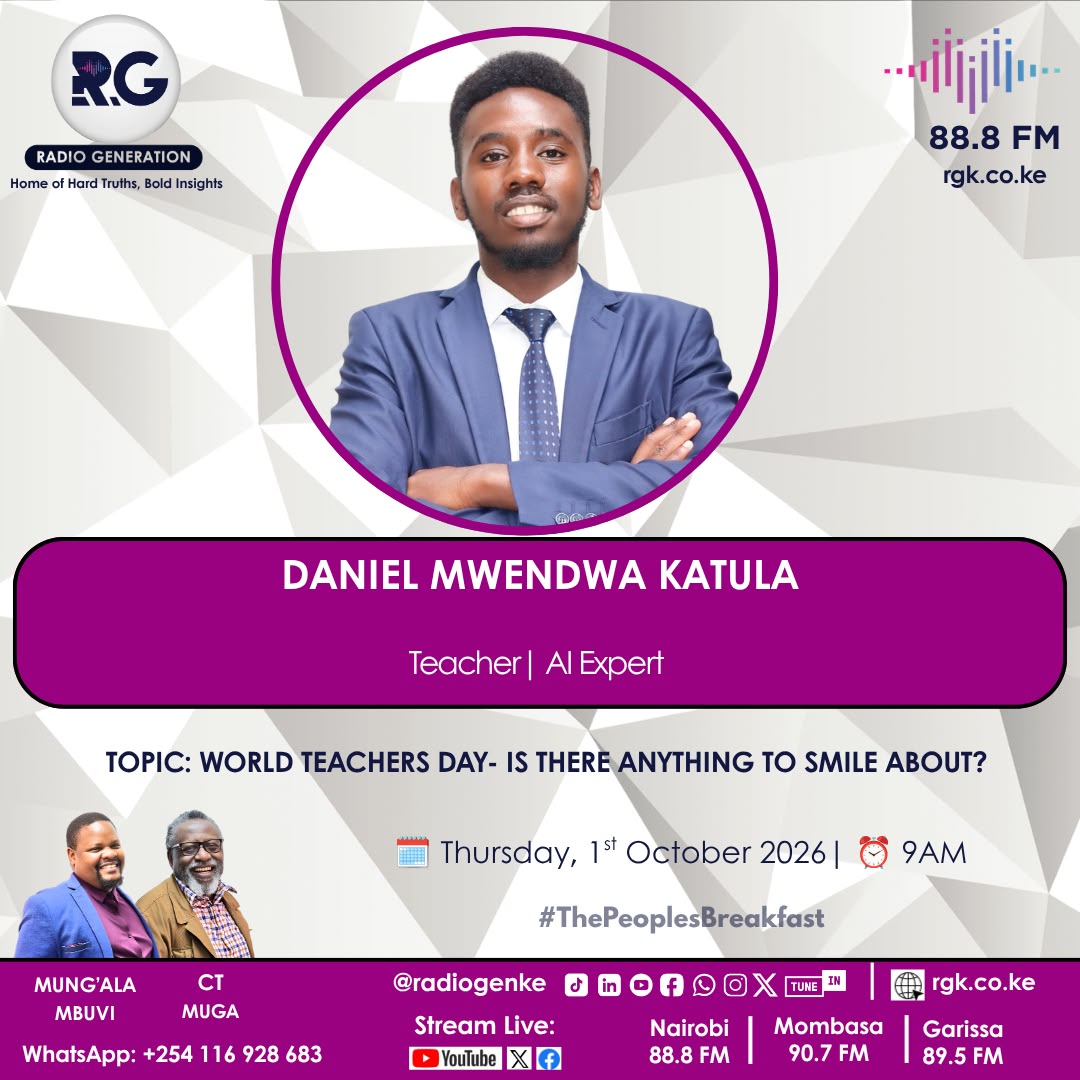 RadioGenKe's tweet photo. The conversations this morning on: #ThePeoplesBreakfast

7am: Endometriosis and the fertility crisis

8am: Entry of Dangote & its impact on the economy

9am: World teachers day- Is there anything to smile about?

Let's talk LIVE on: https://t.co/uccslpiHZb

#HomeOfHardTruths 
@MwangiBonnie @ctmuga & @mungalambuvi
