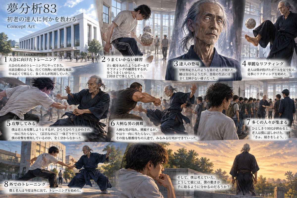 hyaku_taro_note's tweet photo. Xの投稿は実は短縮版で、この夢はもう少しだけ長い。

一応、ストーリーをコマ割り画像で、AIに作ってもらった。 https://t.co/uSFKqYUtPF