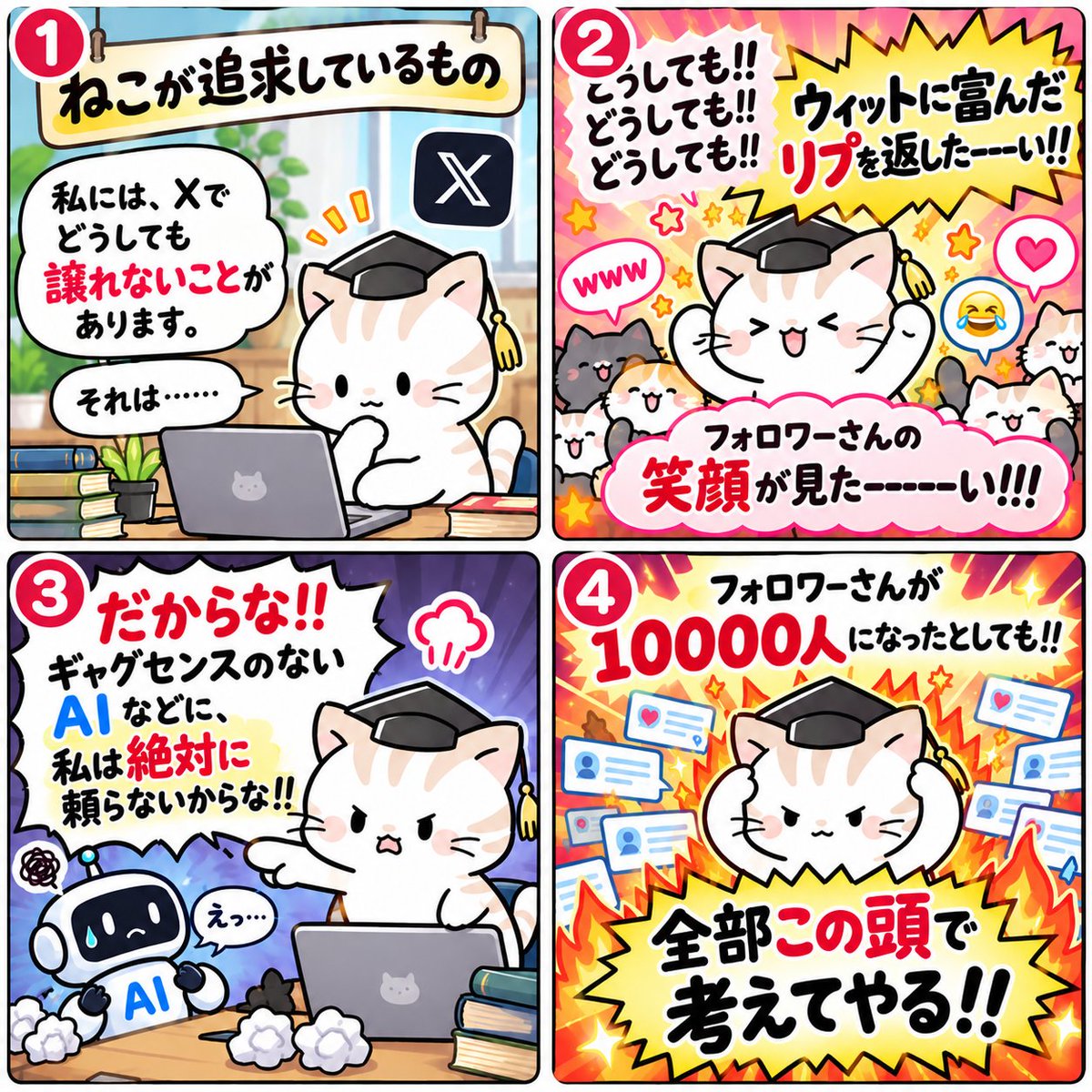 neko_sensei828's tweet photo. 【"ねこが追求しているもの" の巻】
ちなみに、ポストのイラストだけは
AIを使って作成してます🤖 https://t.co/Cx5aF8PI3k
