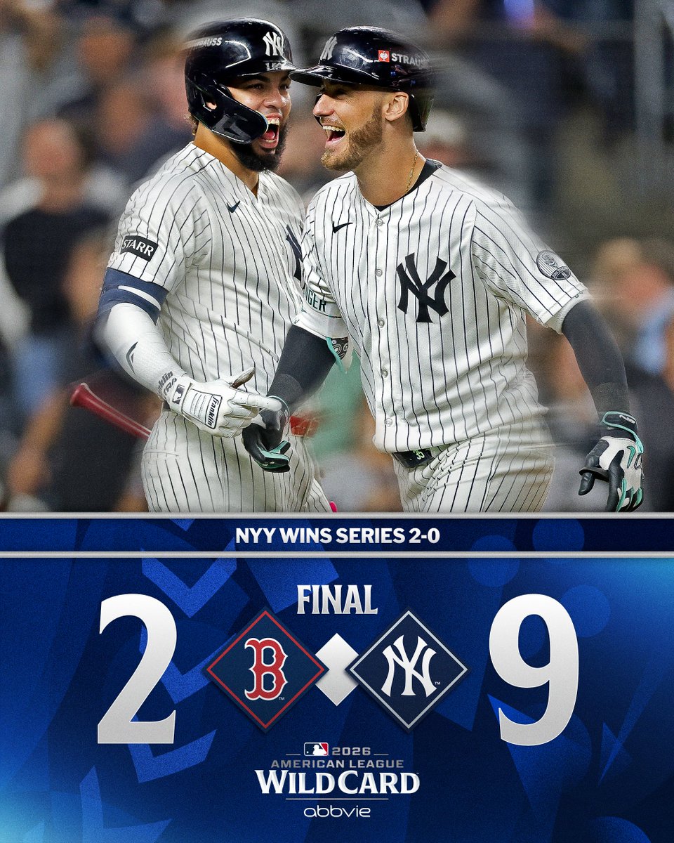Bragging rights belong in the Bronx 😤

The @​Yankees sweep Boston and advance to the ALDS!

(MLB x @​AbbVie) 
 [📷](https://pbs.twimg.com/media/HTg71eAW4AAZGeb