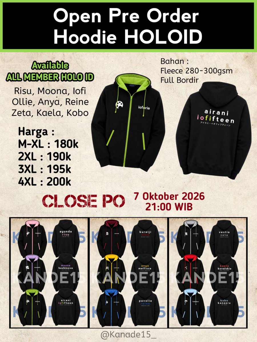 Kanade15_'s tweet photo. Halo Gaes👋
PO Hoodie batch ke 2 sudah dibuka 🔥
Untuk PO bisa langsung DM atau WA ke https://t.co/vGsKyuFocr
PO akan ditutup pada tanggal 7 Oktober 2026, 21:00 WIB
Lama pengerjaan 3-4 minggu setelah PO ditutup

Kirim-kirim only ya
Paket akan dikirim dari Bogor Jawa Barat via JNE https://t.co/DKIyJpynN7