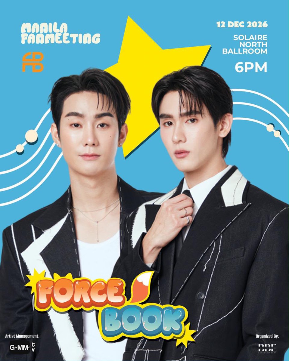 philconcerts's tweet photo. Thai stars Force and Book are coming back to Manila 🫶 FORCEBOOK Fan Meeting in Manila on December 12 at the Solaire North Ballroom!

Tickets go on sale on October 10, 12PM, via https://t.co/V54x3oQQgC 🎫

@banyakbagusent https://t.co/0k7NZADjT4